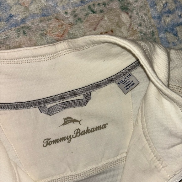 Men’s Tommy Bahama Cream Quarter-Zip Pullover - Picture 2 of 3